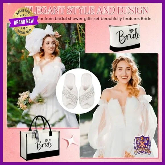 Bridal Robe Slippers Tote Makeup Bag Set Silk Canvas Pearl Decor